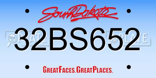 32BS652 South Dakota License Plate