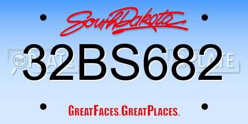 32BS682 South Dakota License Plate