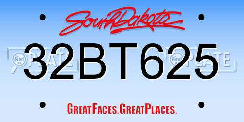 32BT625 South Dakota License Plate