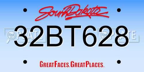 32BT628 South Dakota License Plate