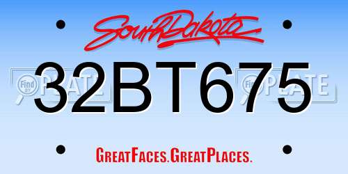 32BT675 South Dakota License Plate