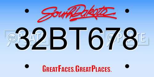 32BT678 South Dakota License Plate