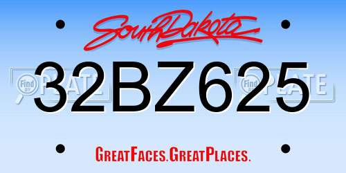 32BZ625 South Dakota License Plate