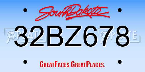 32BZ678 South Dakota License Plate