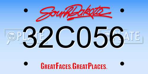 32C056 South Dakota License Plate