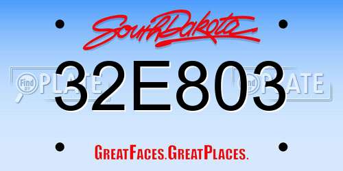 32E803 South Dakota License Plate