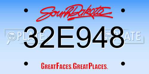 32E948 South Dakota License Plate