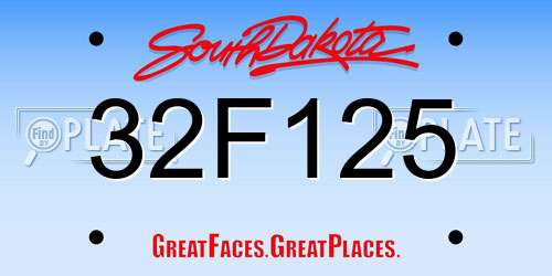 32F125 South Dakota License Plate