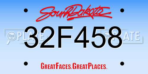 32F458 South Dakota License Plate