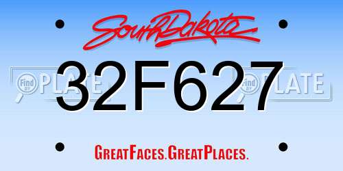 32F627 South Dakota License Plate