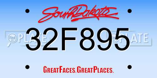 32F895 South Dakota License Plate