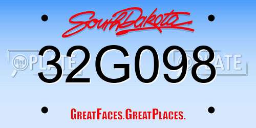 32G098 South Dakota License Plate