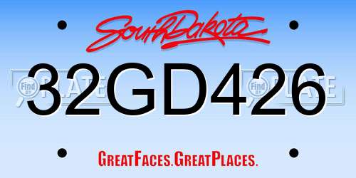 32GD426 South Dakota License Plate