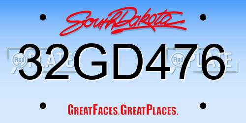 32GD476 South Dakota License Plate
