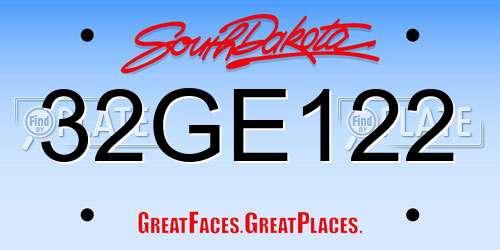 32GE122 South Dakota License Plate