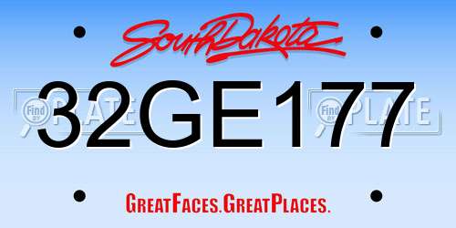 32GE177 South Dakota License Plate
