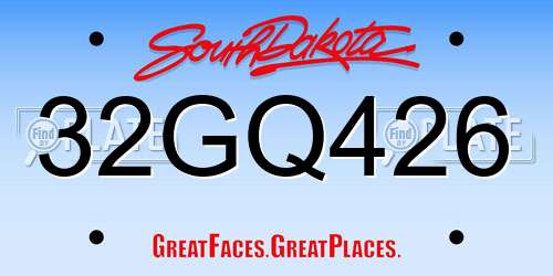 32GQ426 South Dakota License Plate