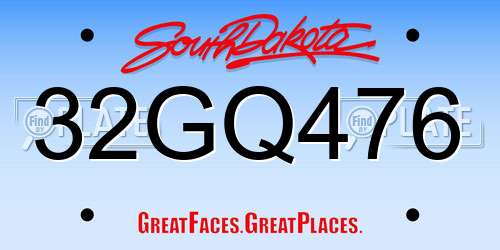 32GQ476 South Dakota License Plate
