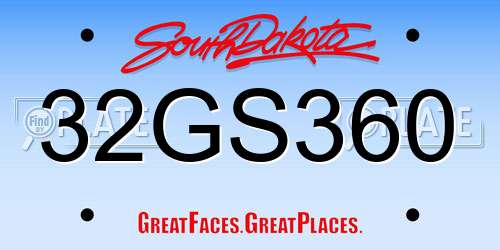 32GS360 South Dakota License Plate