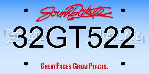 32GT522 South Dakota License Plate