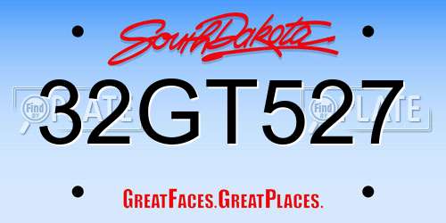 32GT527 South Dakota License Plate