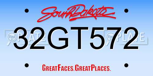 32GT572 South Dakota License Plate