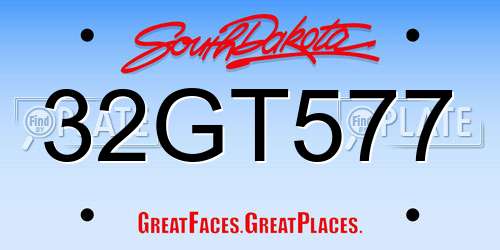 32GT577 South Dakota License Plate