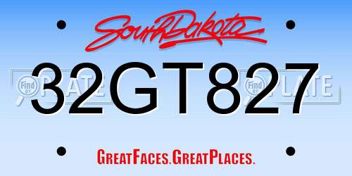 32GT827 South Dakota License Plate