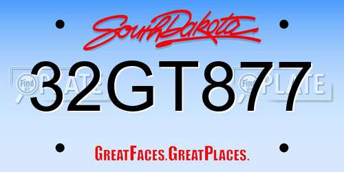 32GT877 South Dakota License Plate