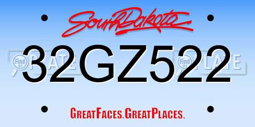 32GZ522 South Dakota License Plate