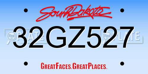 32GZ527 South Dakota License Plate