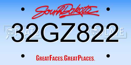 32GZ822 South Dakota License Plate