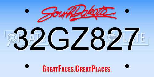32GZ827 South Dakota License Plate