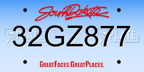 32GZ877 South Dakota License Plate