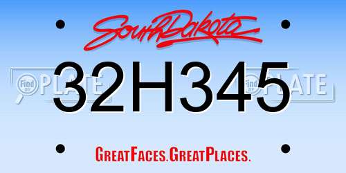 32H345 South Dakota License Plate