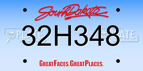 32H348 South Dakota License Plate