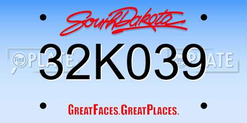 32K039 South Dakota License Plate