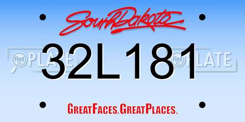 32L181 South Dakota License Plate