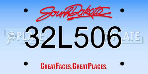 32L506 South Dakota License Plate
