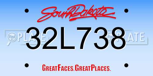 32L738 South Dakota License Plate