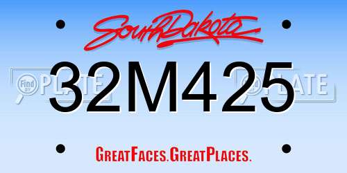 32M425 South Dakota License Plate
