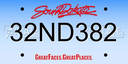 32ND382 South Dakota License Plate