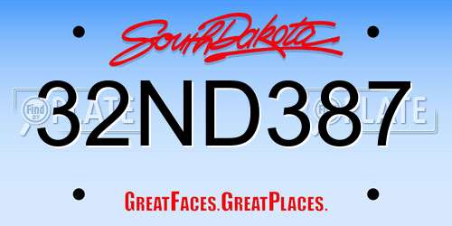 32ND387 South Dakota License Plate
