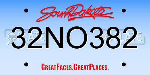 32NO382 South Dakota License Plate