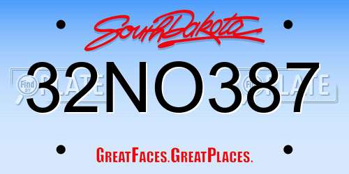32NO387 South Dakota License Plate