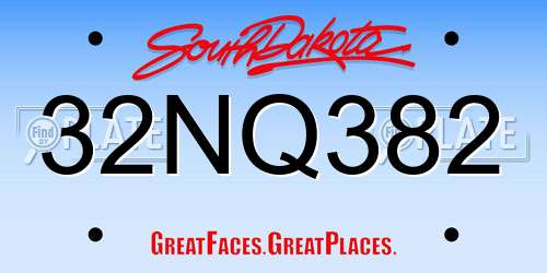 32NQ382 South Dakota License Plate