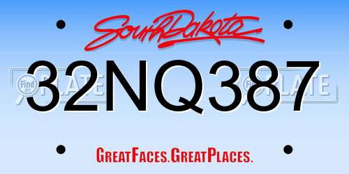 32NQ387 South Dakota License Plate