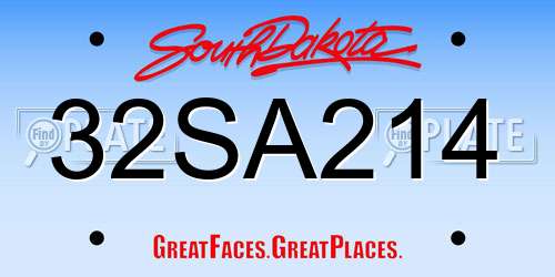 32SA214 South Dakota License Plate