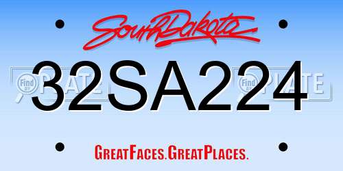 32SA224 South Dakota License Plate