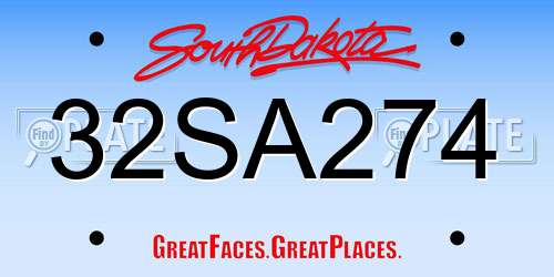 32SA274 South Dakota License Plate